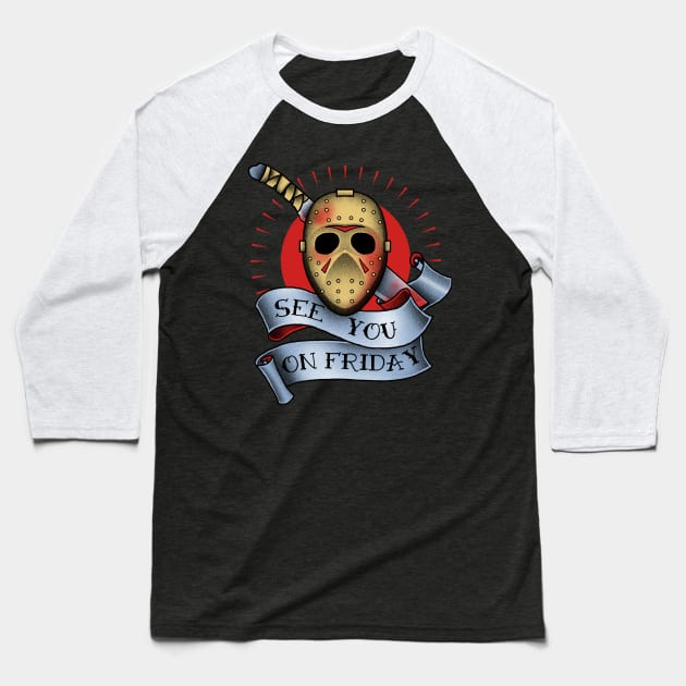 friday the 13th Baseball T-Shirt by akawork280